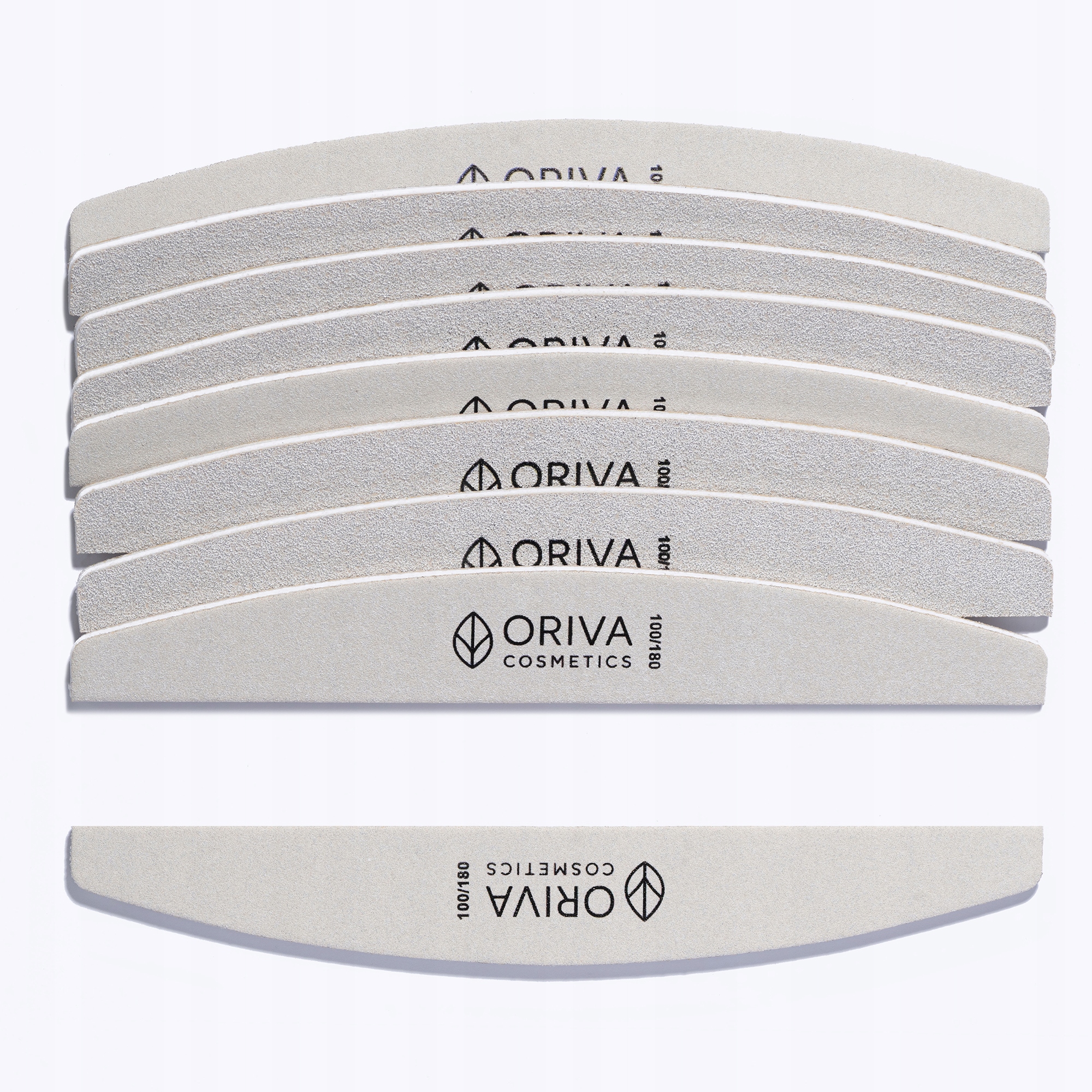 Sada 100 ks pilníků na nehty Oriva – půlměsíc (loďka) 100/180