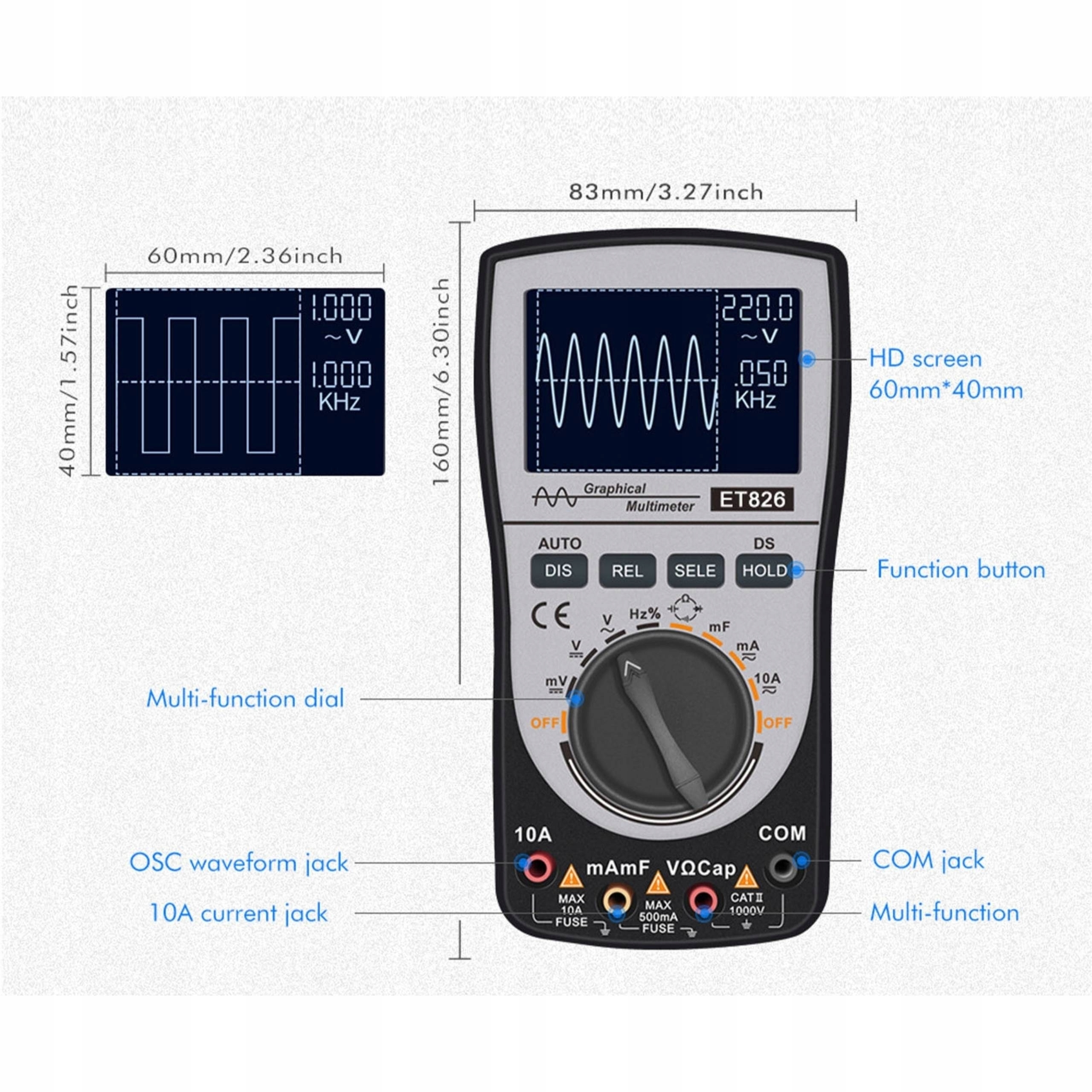 CYFROWY MIERNIK MULTIMETR PRĄDU LCD OSCYLOSKOP EAN (GTIN) 9310366012403