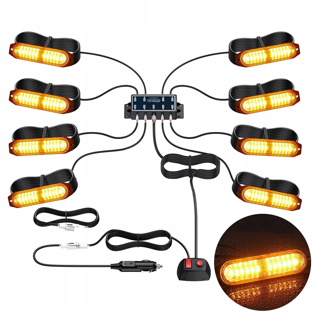 8 X Výstražná Světla Silniční Asistence Kohout Stroboskop 12 24V