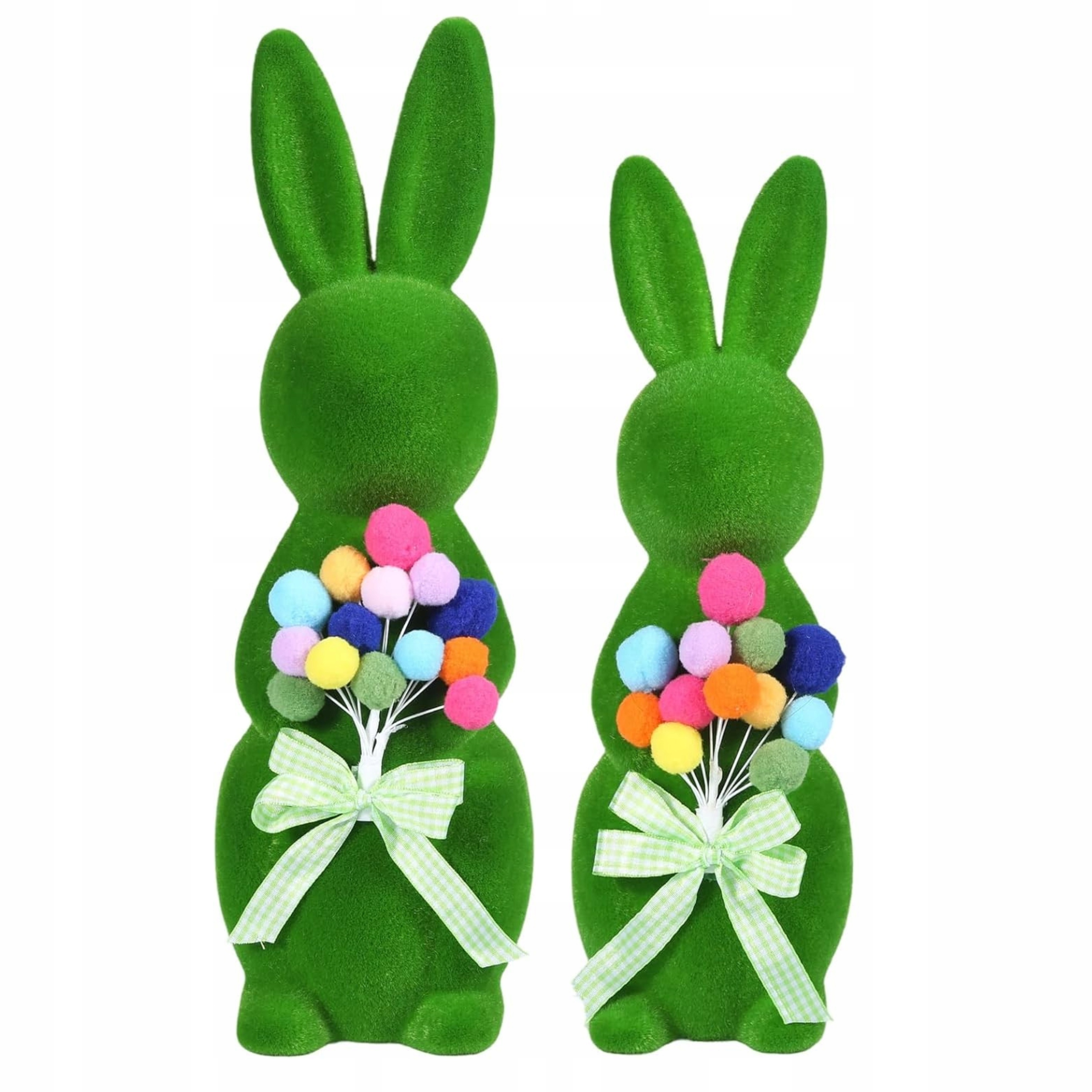 Figurky Velikonoční králíčci Flokované Sada 2 ks Velké 38 Cm 33 cm Zelené