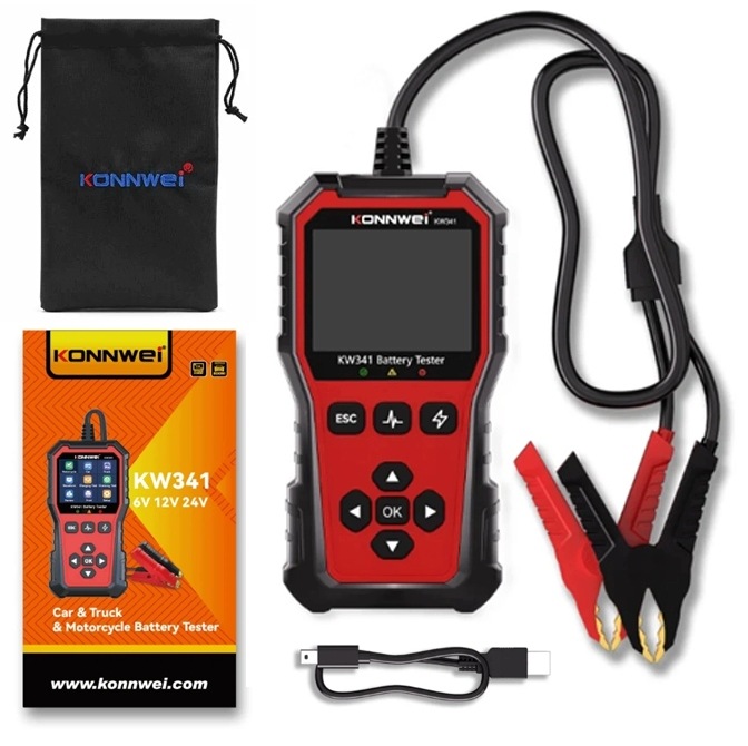 Tester Akumulatorów Konnwei KW341 6V 12V 24V Test Ładowania J.polski