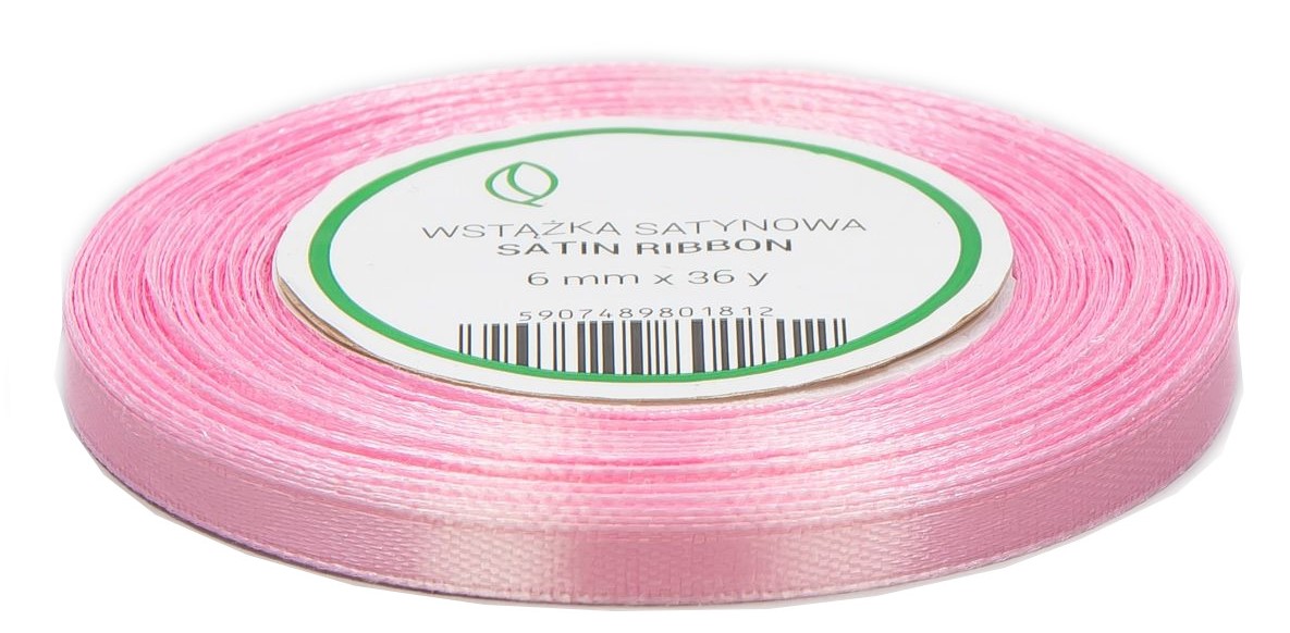 

Satynowa Wstążka materiałowa Różowa Jasna 6mm 32m