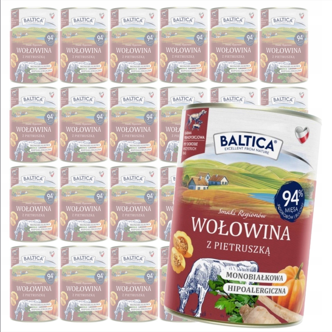 Levně Baltica Hovězí maso s petrželkou 24x400g Bezobilné Vlhké Krmivo pro psy