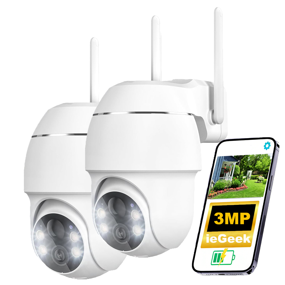 2 kusy Venkovní Wifi Kamera Otočná Ip Alarm Aplikace Detekce 3MPX