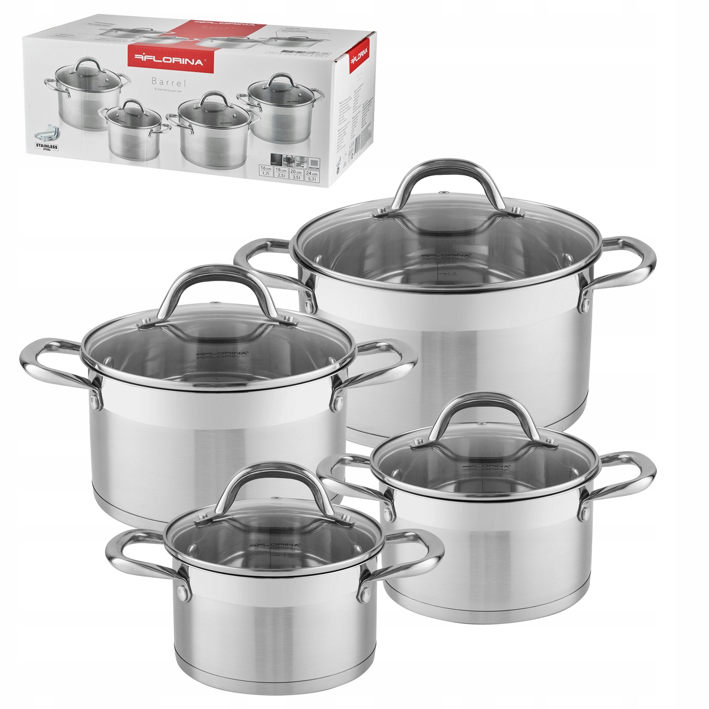 

Zestaw garnków kuchennych Florina Barrel 8 el.