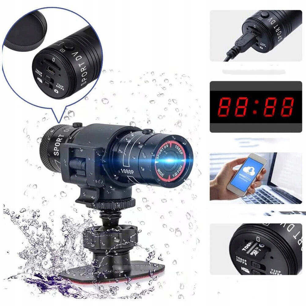 Mini Sportovní Kamera Pro Lezení Na Lyžích Voděodolná 1080P Hd