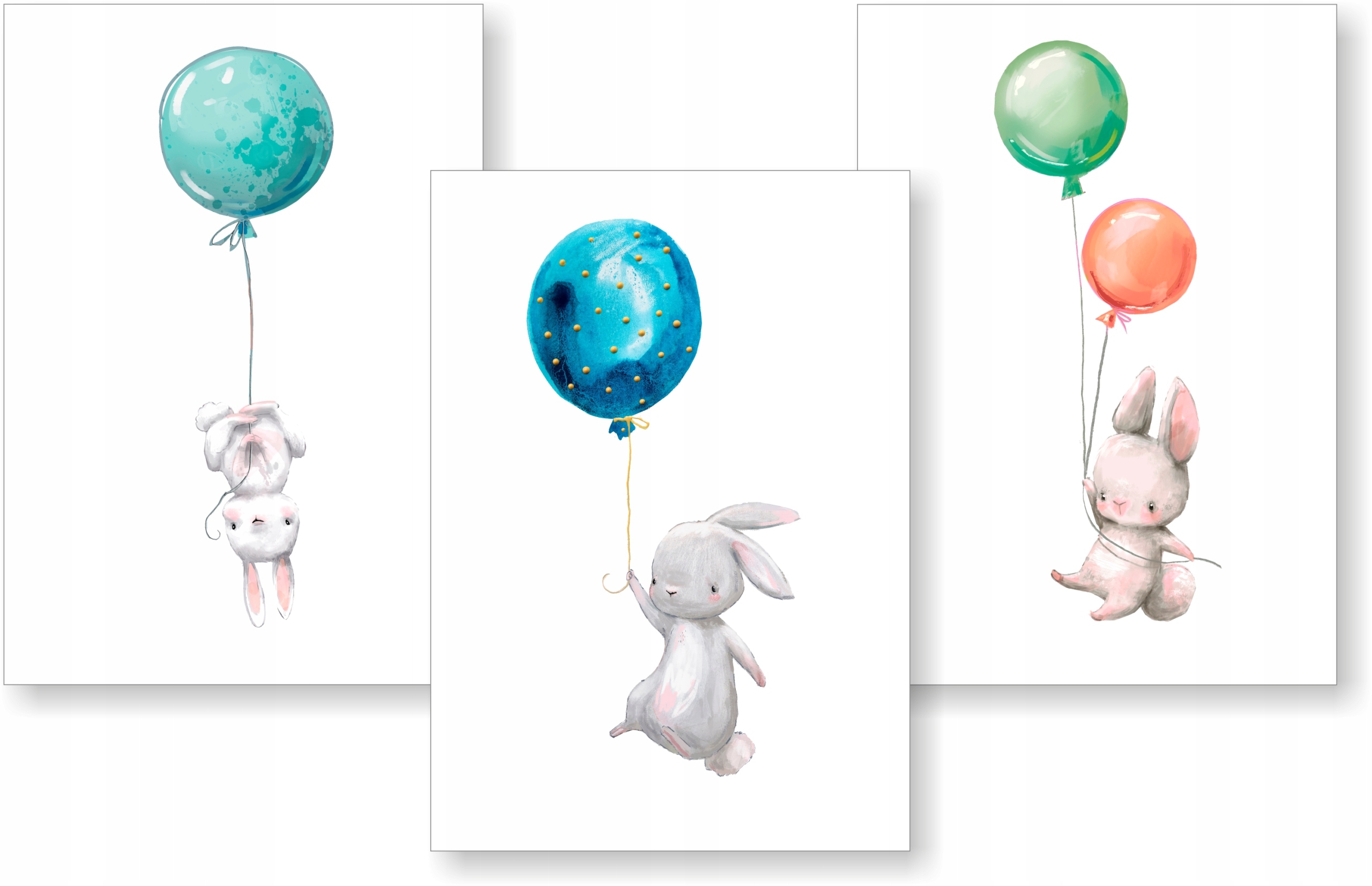 

Zestaw 3 plakaty dziecięce P1 Króliczki Balony A3