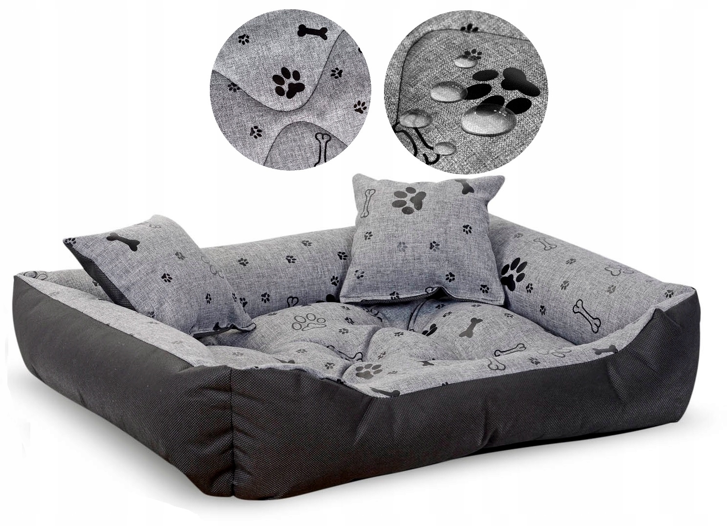 Levně Pelíšek pro psa kotec 130 x 105 cm voděodolné černé kosti