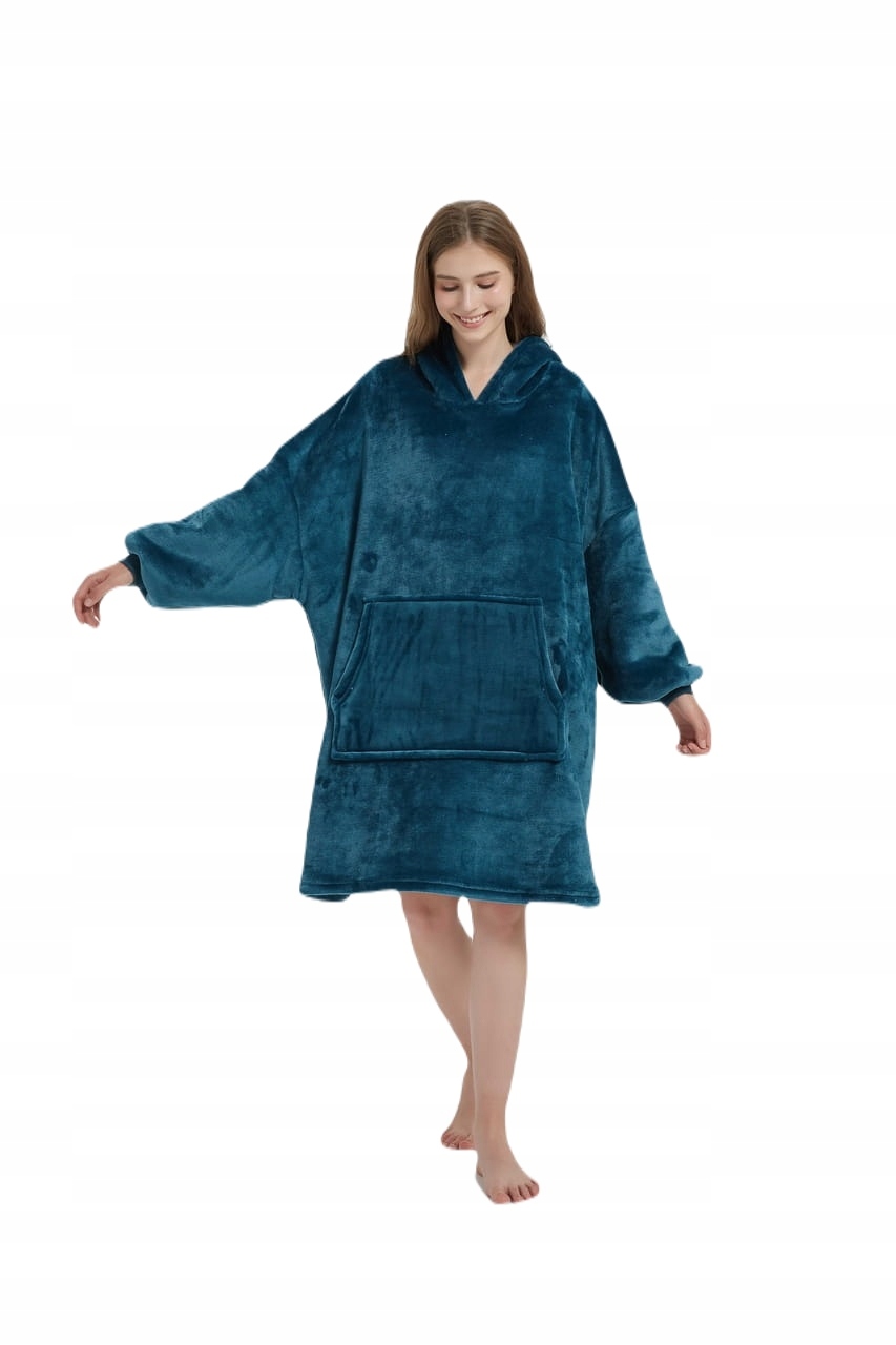 Mikinová Deka s kapucí Sherpa Hoodie tmavě tyrkysová