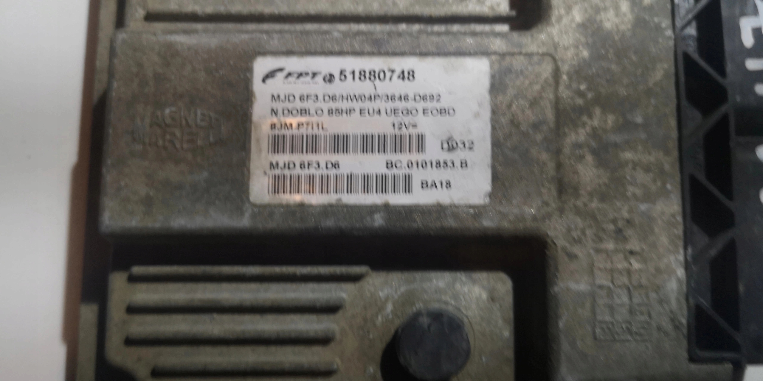 FIAT DOBLO 85HP EU4 518807748 MJD 6F3.D6 BC.0101853.B computer ECU
