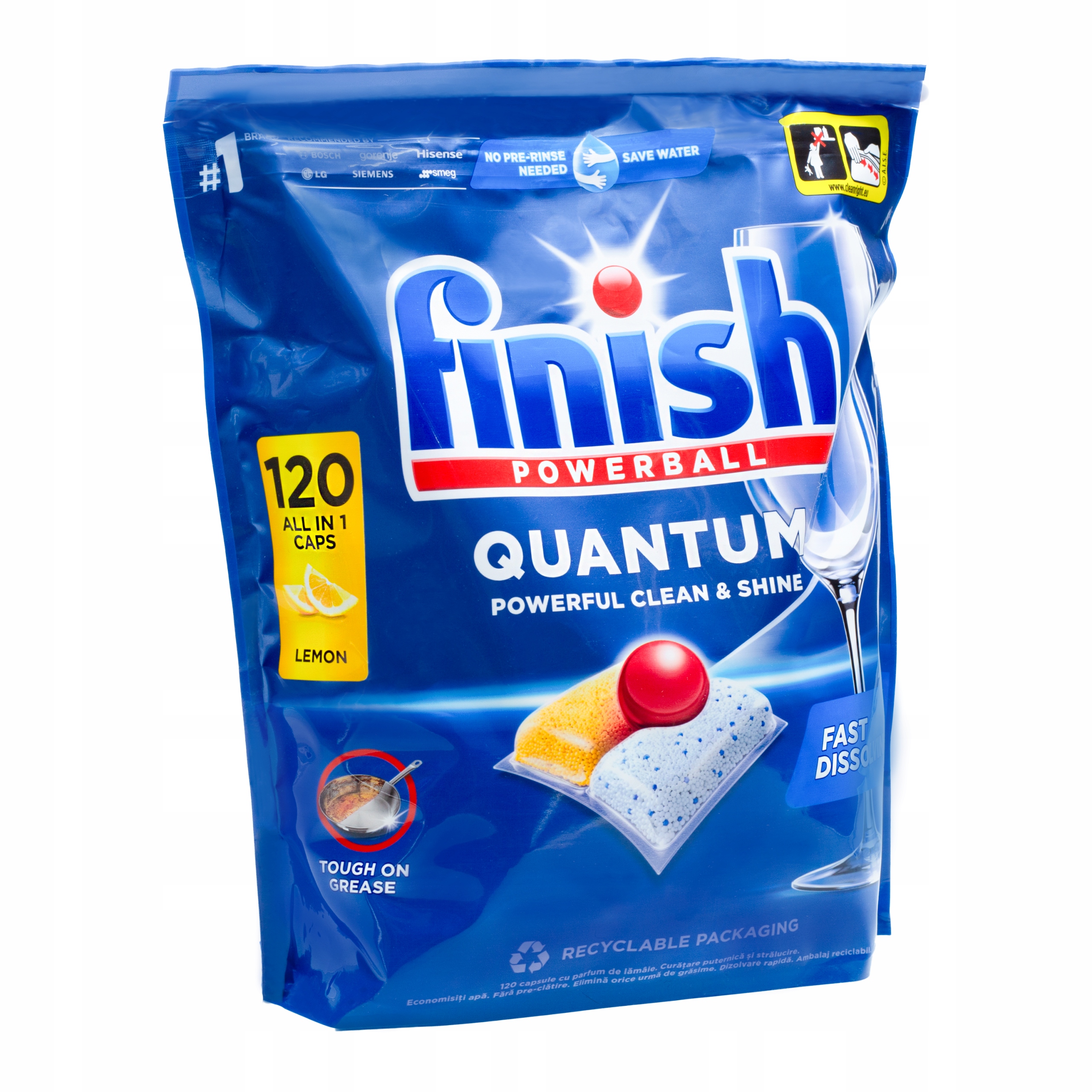 Levně Kapsle do myčky Finish Quantum all in 1 citron 120 ks