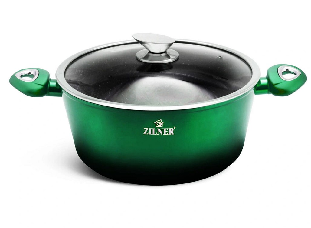 Zestaw garnków Zilner zielone KIWI 21 el. Kolor czarny odcienie zieleni