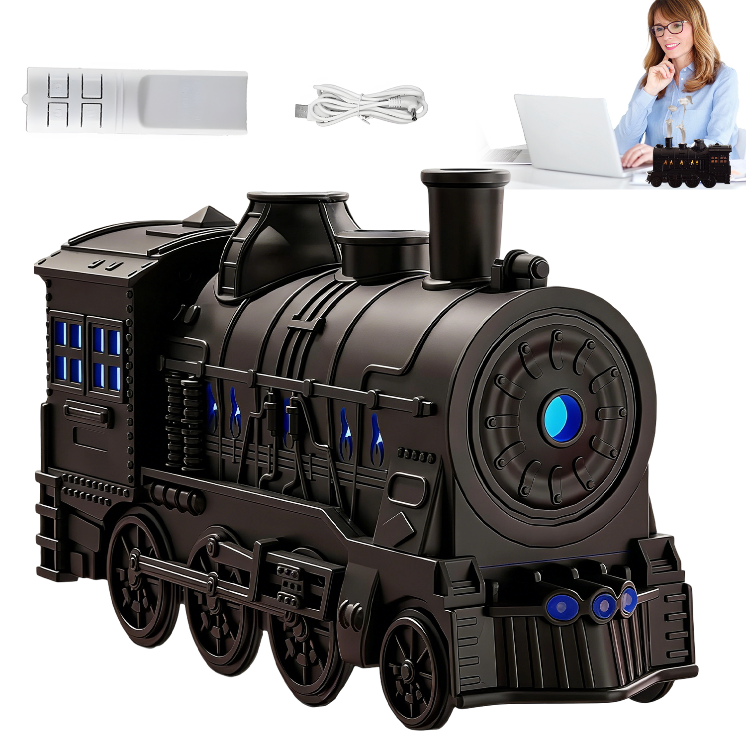 Difuzér 300 ML Lokomotiva Zvlhčovač S Usb Dálkovým Ovládáním