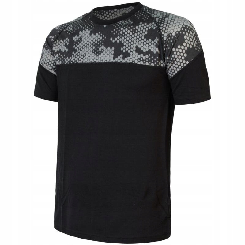Sensor Triko Merino Impress pánské krátký černá vzor včelí plástev S
