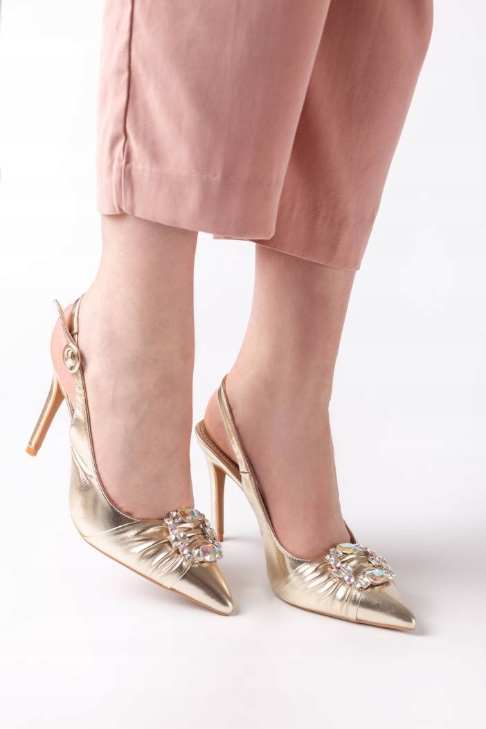ZŁOTE BUTY NA SZPILCE WESELE ŚLUB 39 J782 Model J782