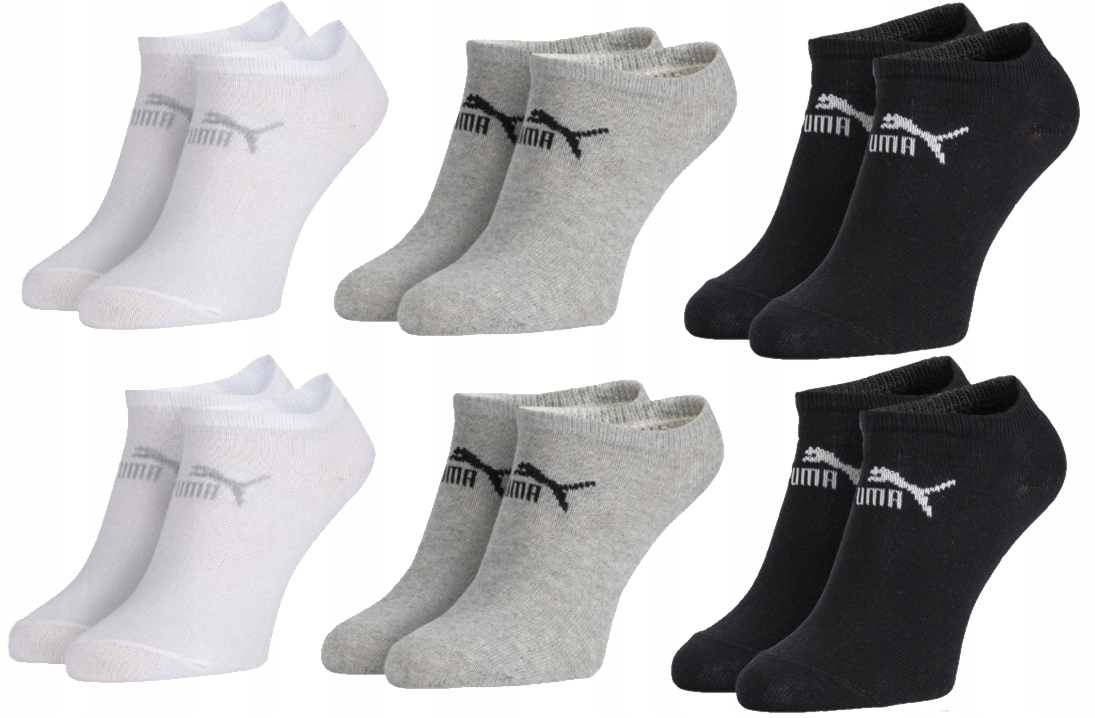 

6x Puma Skarpetki Stopki Czarne Białe Szare 43-46