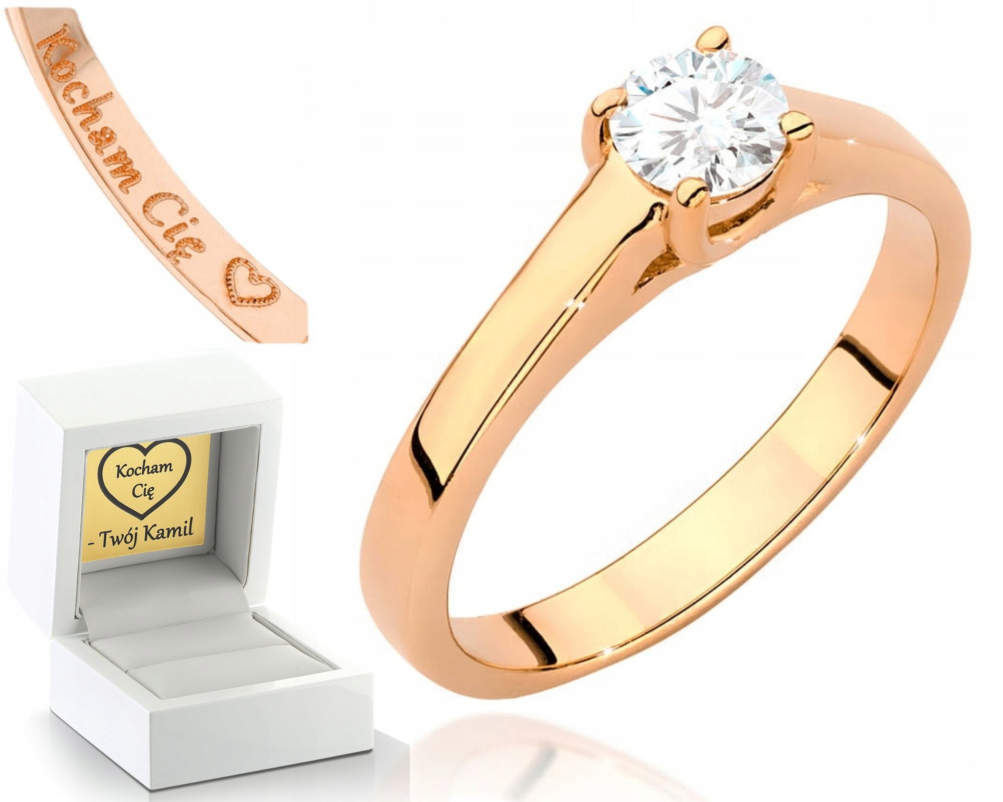 Růžové Zlato Prstýnek S Briliantem 585 Gravírování Bonus