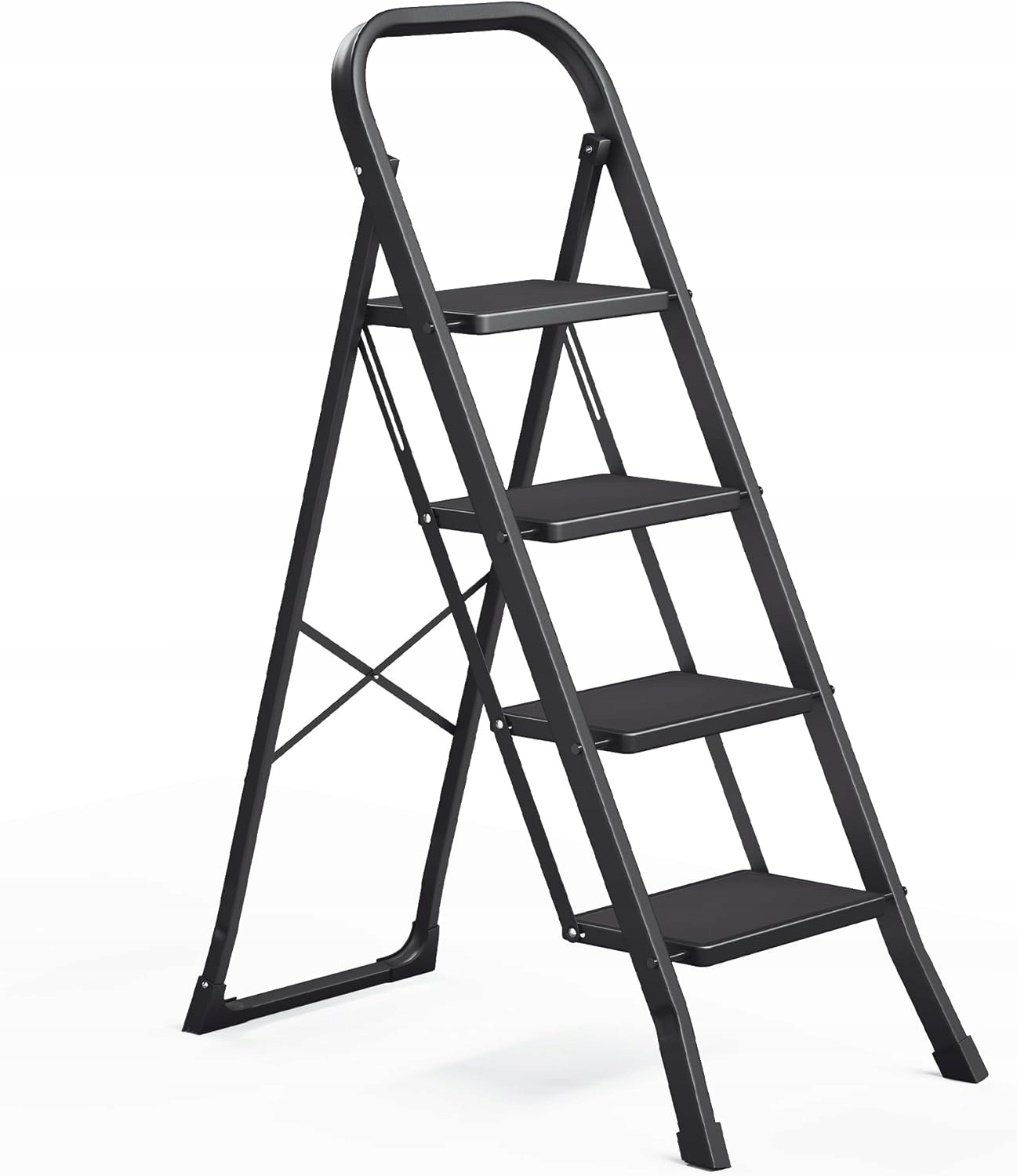 Žebřík se 4 stupni Songmics ocelový, 150 kg, černá rukojeť