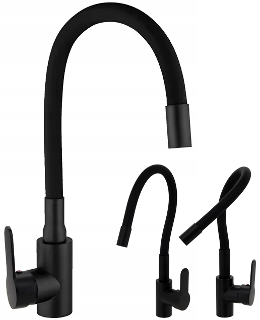 BATERIA ZLEWOZMYWAKOWA KUCHENNA CZARNA ELASTYCZNA WYLEWKA 360° FLEX CZARNA