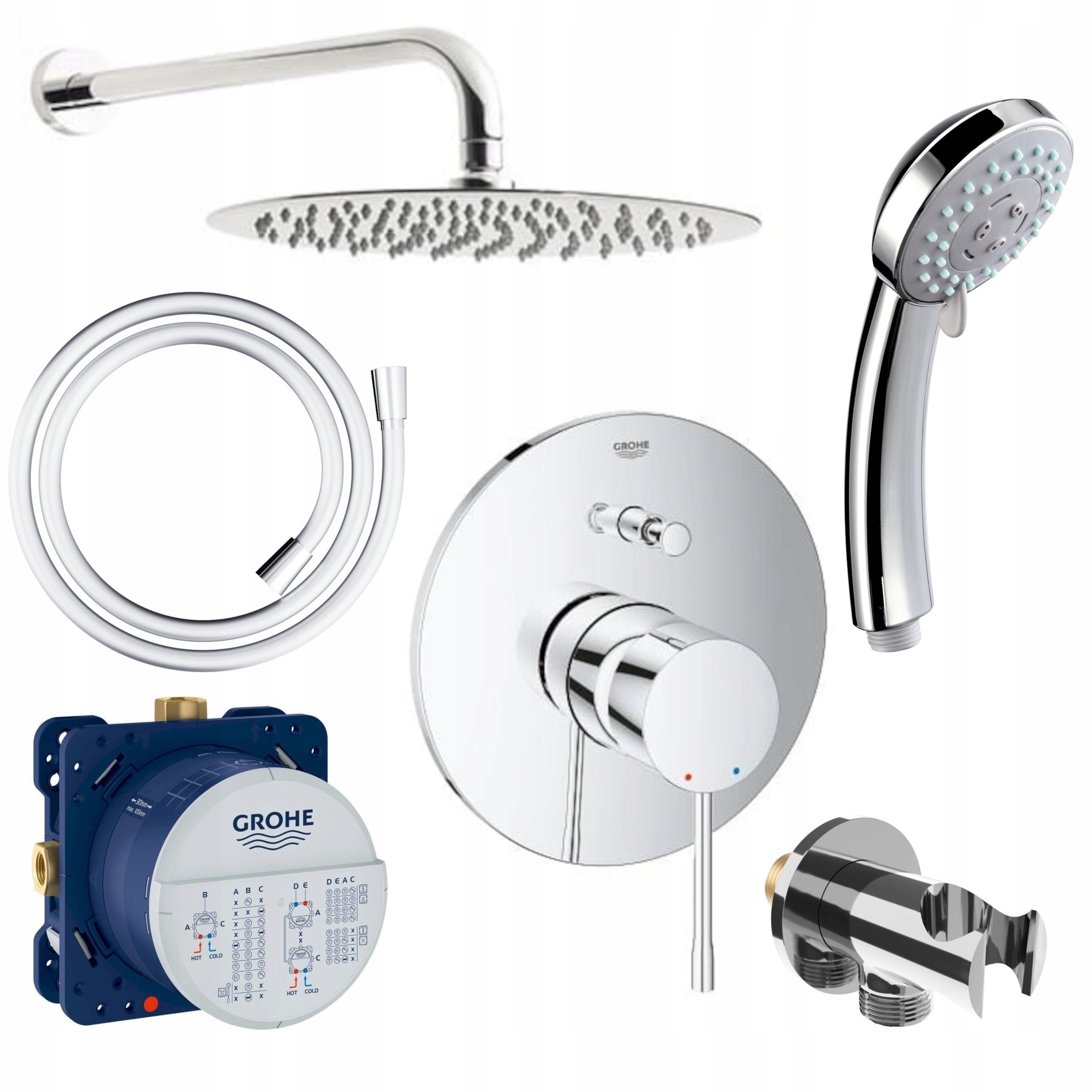 Sprchový Set S Nástěnnou Baterií Grohe Pod Omítku, Oválný, 20 CM, Sprchový