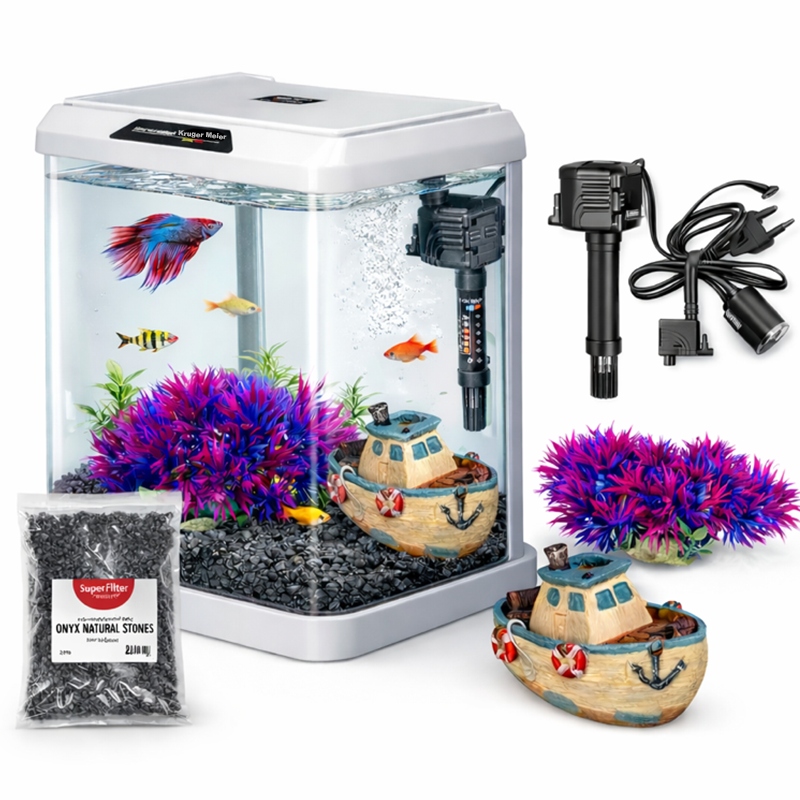Zestaw Startowy Akwarium 16L Led Filtr Design Nowoczesny Dla Dziecka