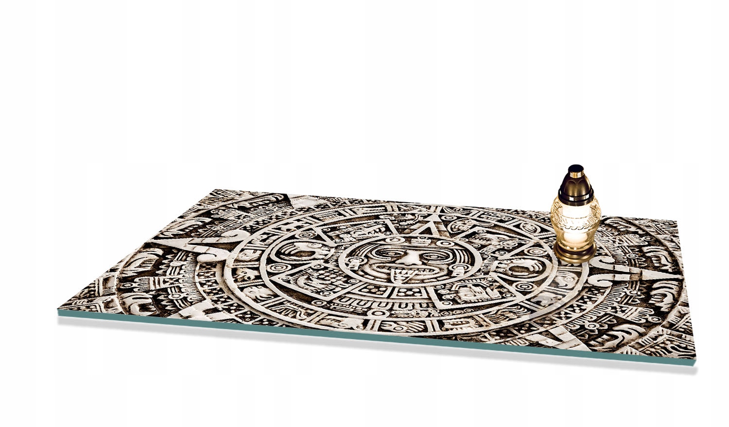 Podstavec pod Hřbitovní Svíčka vzor Aztek na hřbitov Tvrzené sklo 80x52 cm