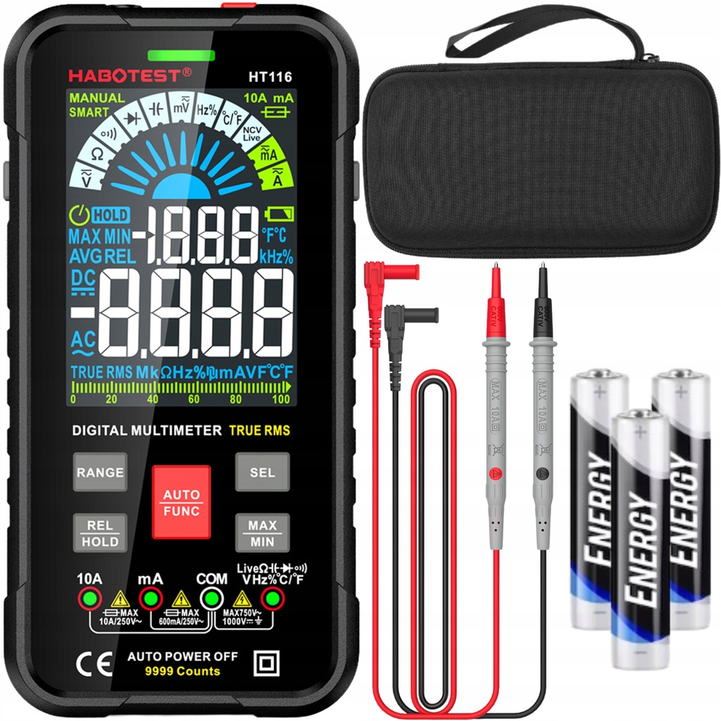 Ruční Digitální Multimetr Univerzální Tester Rms Ncv Kabely Pouzdro Baterie