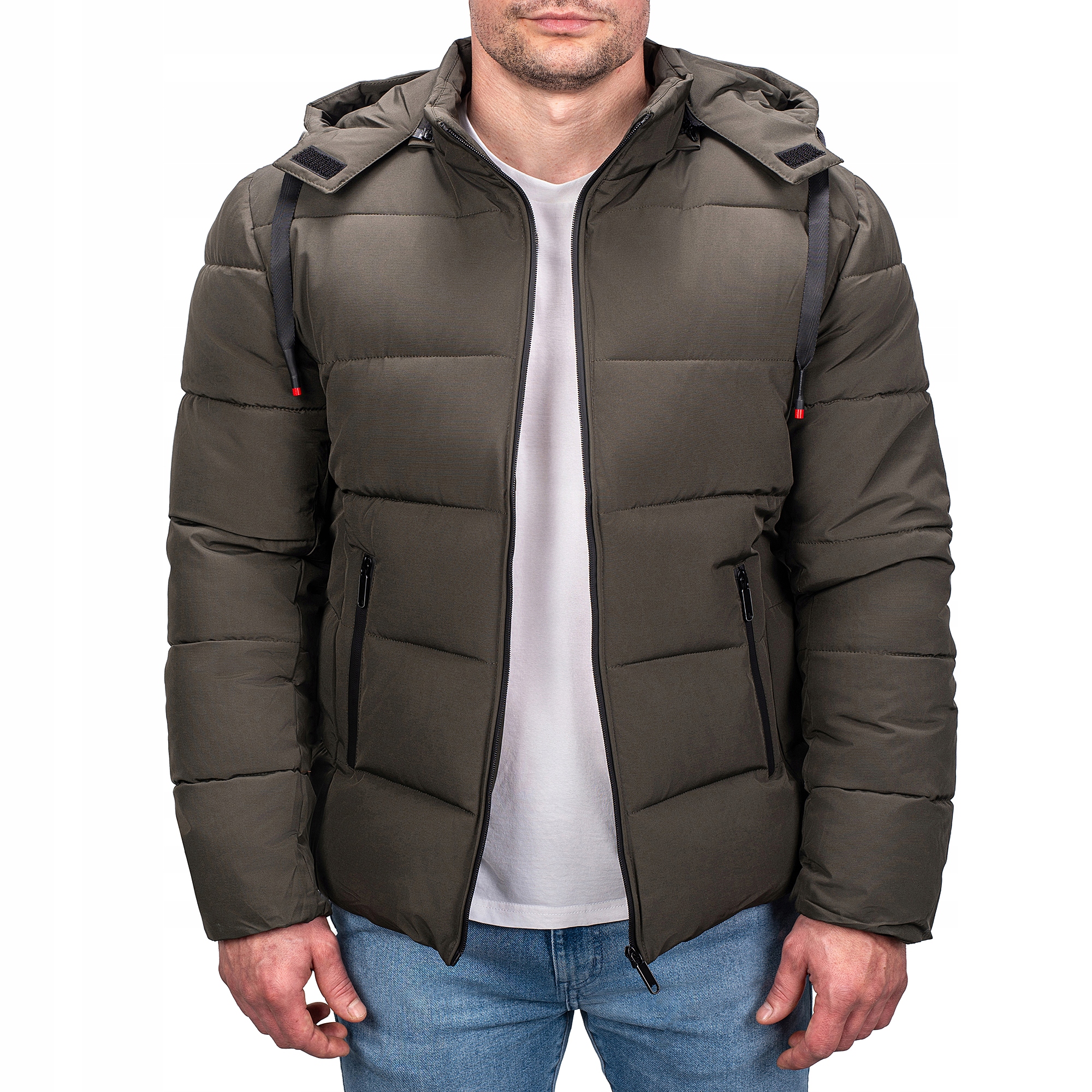 M1651-398 vel. XL/54 Pánská Zimní Zateplená Prošívaná Bunda S Módní Značkou