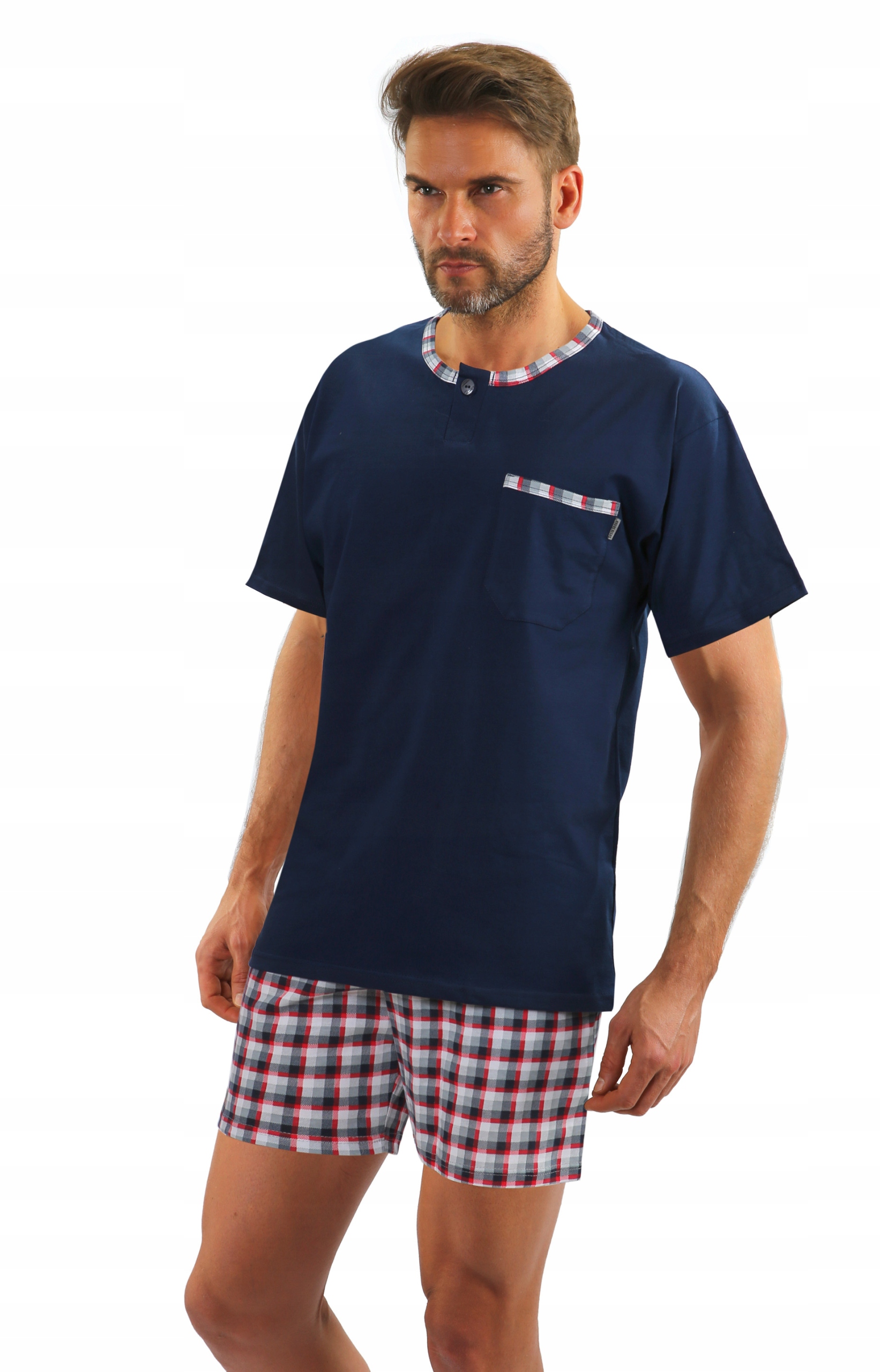 Sesto Senso Pánské pyžamo Jasiek Krátké bavlněné modré 3XL