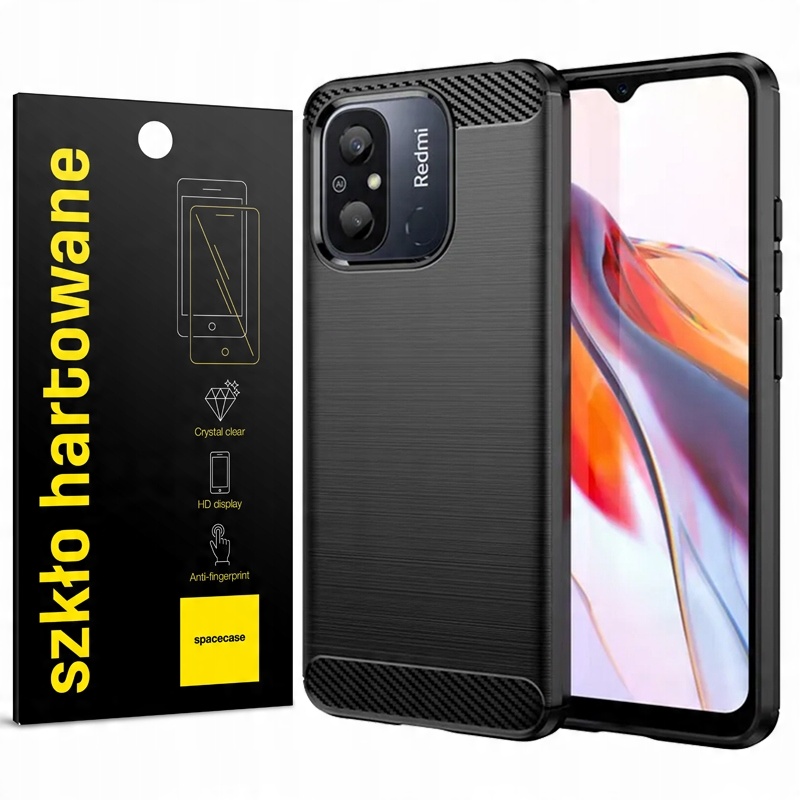 

Etui Do Redmi 12C Spacecase Carbon Pełne Szkło