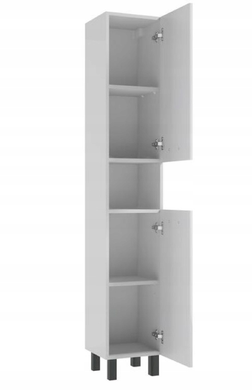 Koupelnový sloupek stojící na nožkách 174 x 30 cm Pevný, bílý lesk