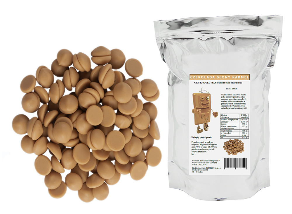 Czekolada Biała z karmelem Słony Karmel Gold karmelowa 30,4 % kakao 2500 g
