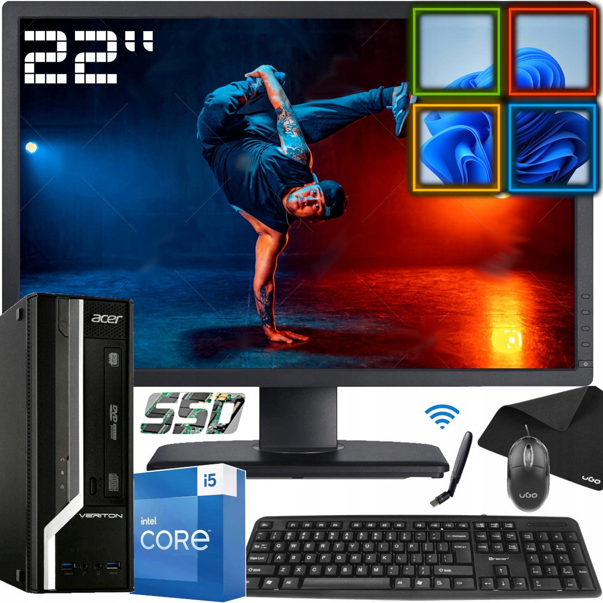 ZESTAW ACER X2631 Core i5 16/240 SSD Monitor22 W10