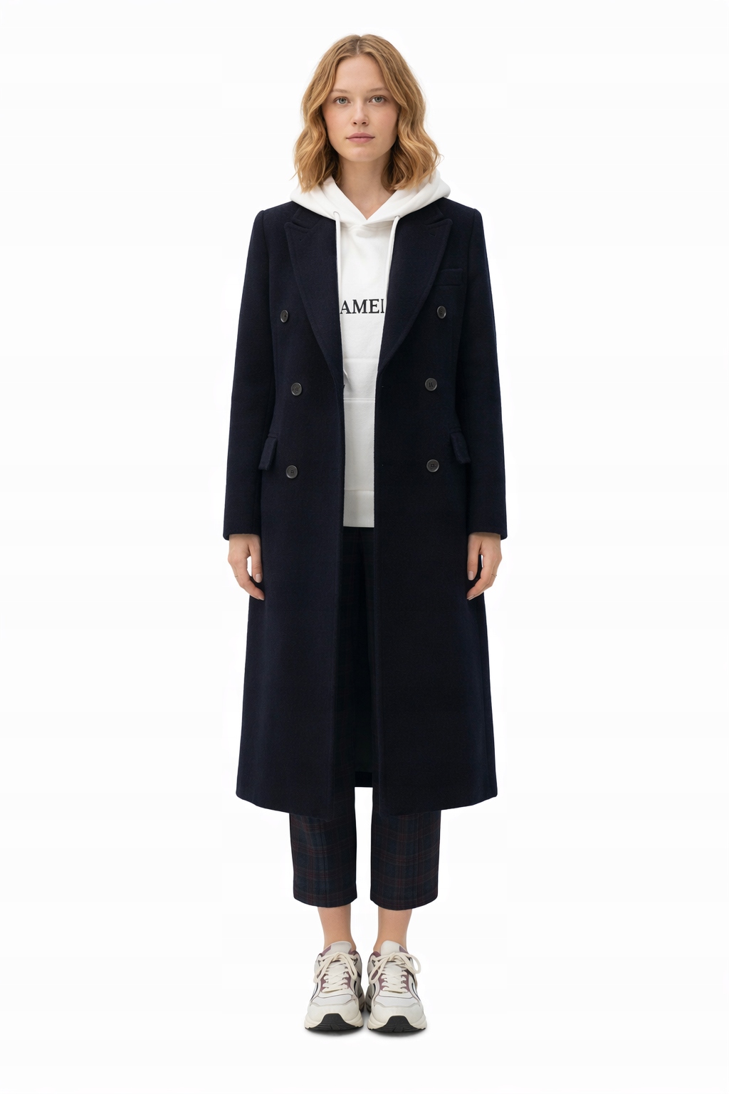 United Colors Of Benetton Dvouřadý Černý Kabát S Vlnou 38 I1H