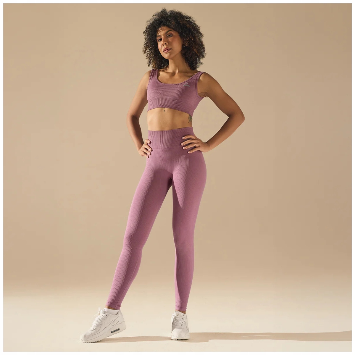 Allwear Bezszwowe Legginsy Basic Rose M Wysoki Stan Modelujące Treningowe