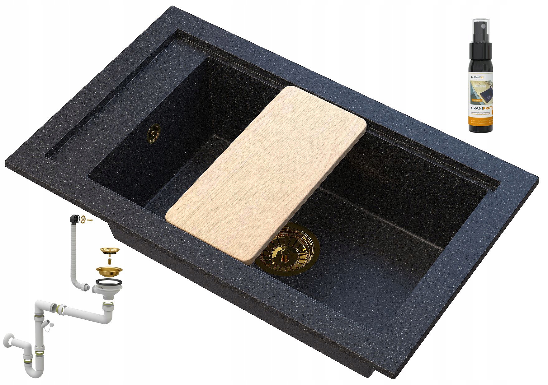 Čierny Granitový drez So Zlatými Časticami