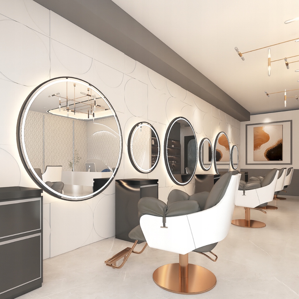 Konzola Kadeřnická konzola Barberská Zrcadlo 110x110 Led Pro kulatá