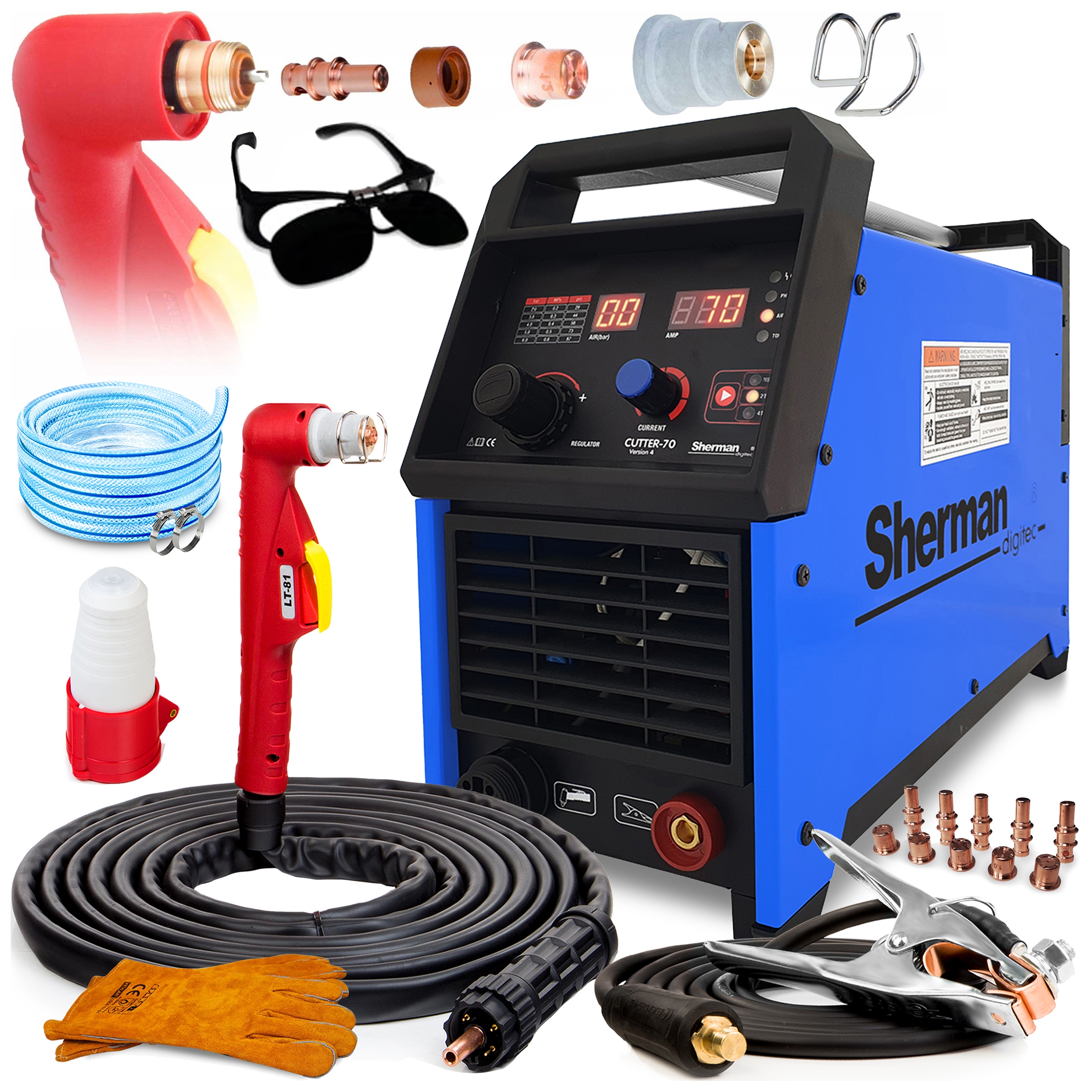 Plazmová Řezačka Plasma Sherman Cutter 70 400V 65A Hliníková Rukojeť 6 M