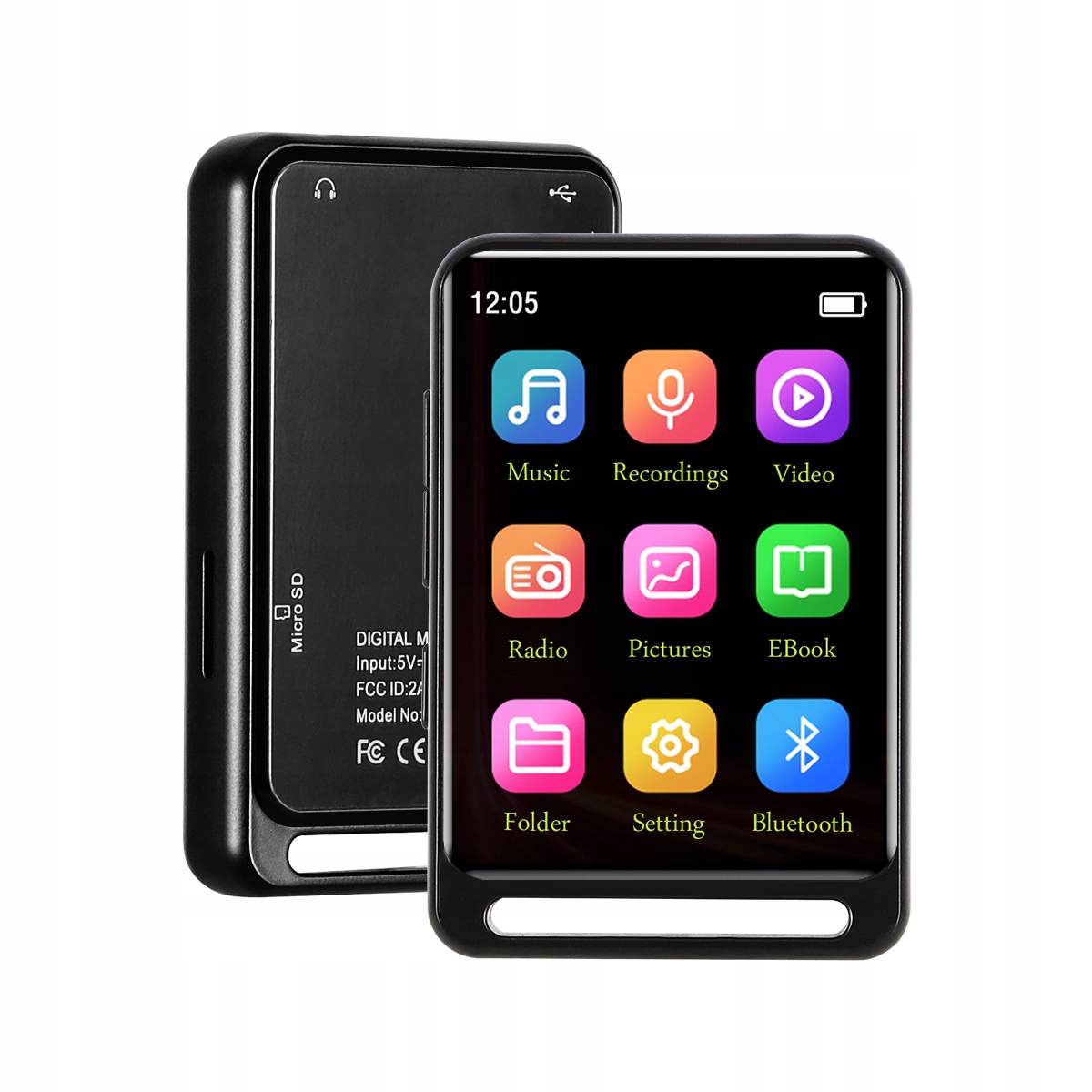 Odtwarzacz MP3 16GB 2.4 inch Bluetooth 5.0 HiFi FM Polski