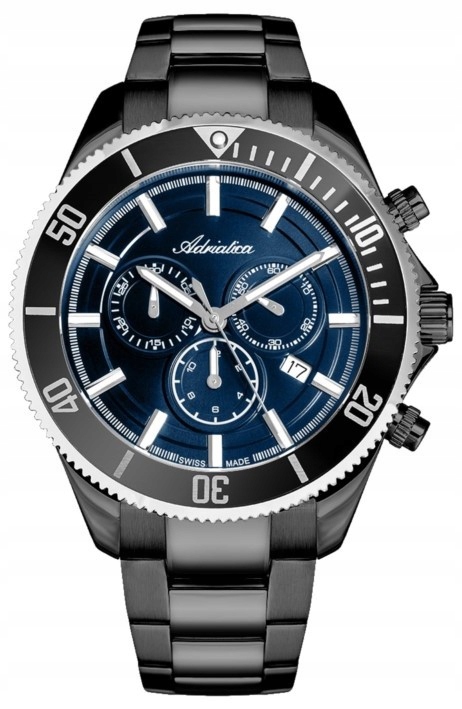 Pánské Hodinky Adriatica A1139.S115CHN švýcarské černé gravírování