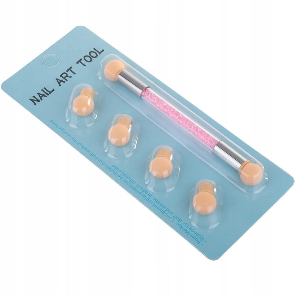 Pędzelek do ombre gąbki stempel do lakierów hybrydowych pędzel + 6 gąbek Kod producenta 5902533440818