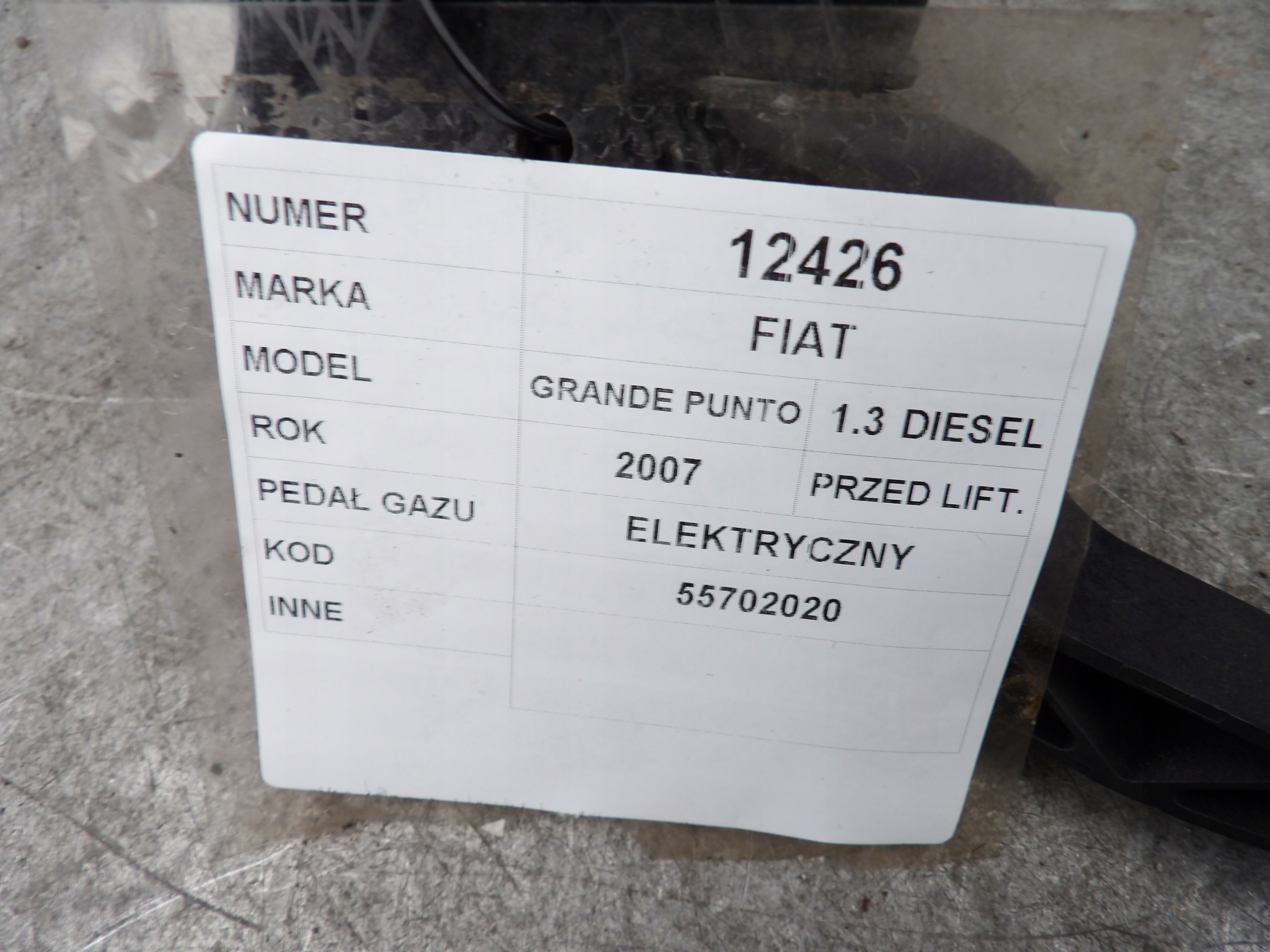 Fiat Grande Punto accelerator pedal
