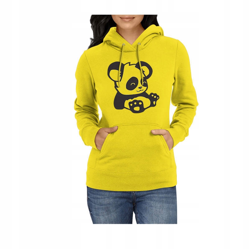 

Bluza damska Z Uroczą Pandą, kangurka, żółta S