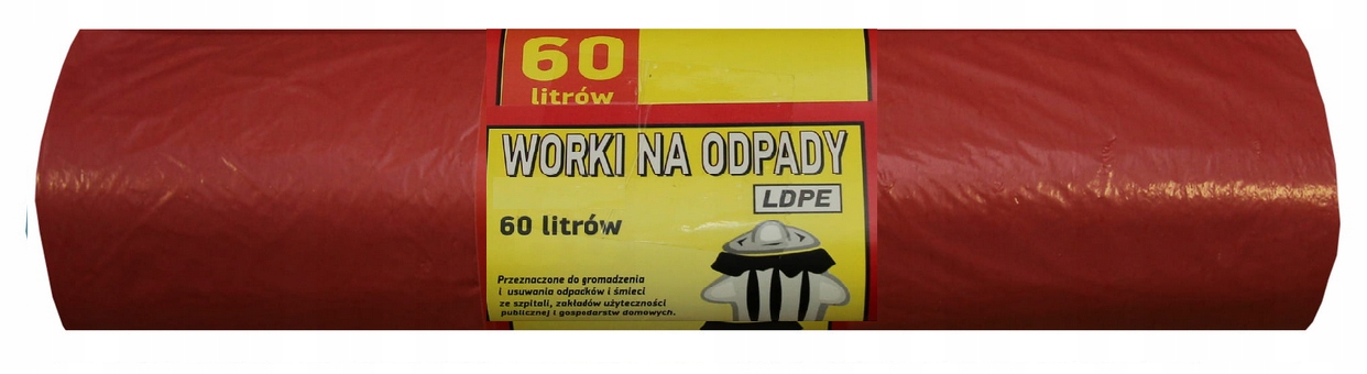 

Worki na odpady śmieci 60l 20 szt. czerowne grube