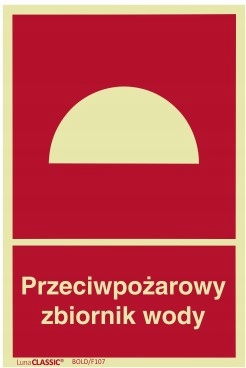 Znak PRZECIWPOŻAROWY ZBIORNIK WODY F107 100x150
