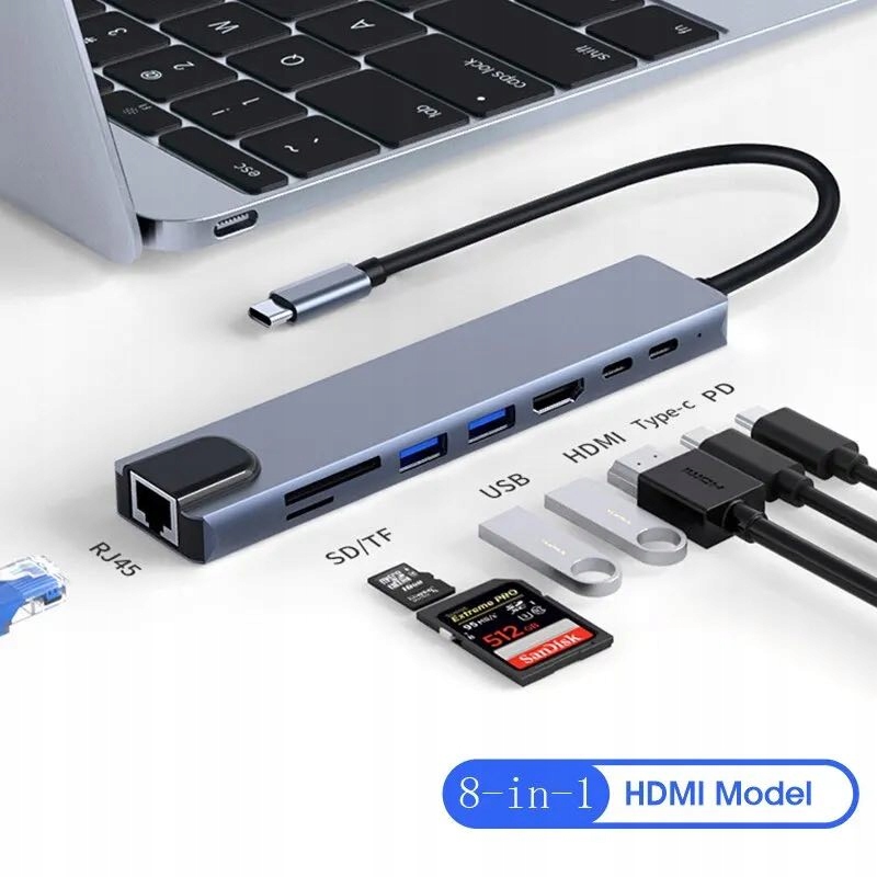 Hub 9w1 Adapter HDMI Ethernet RJ-45 USB 3.0 Power Delivery SD Marka Zenwire