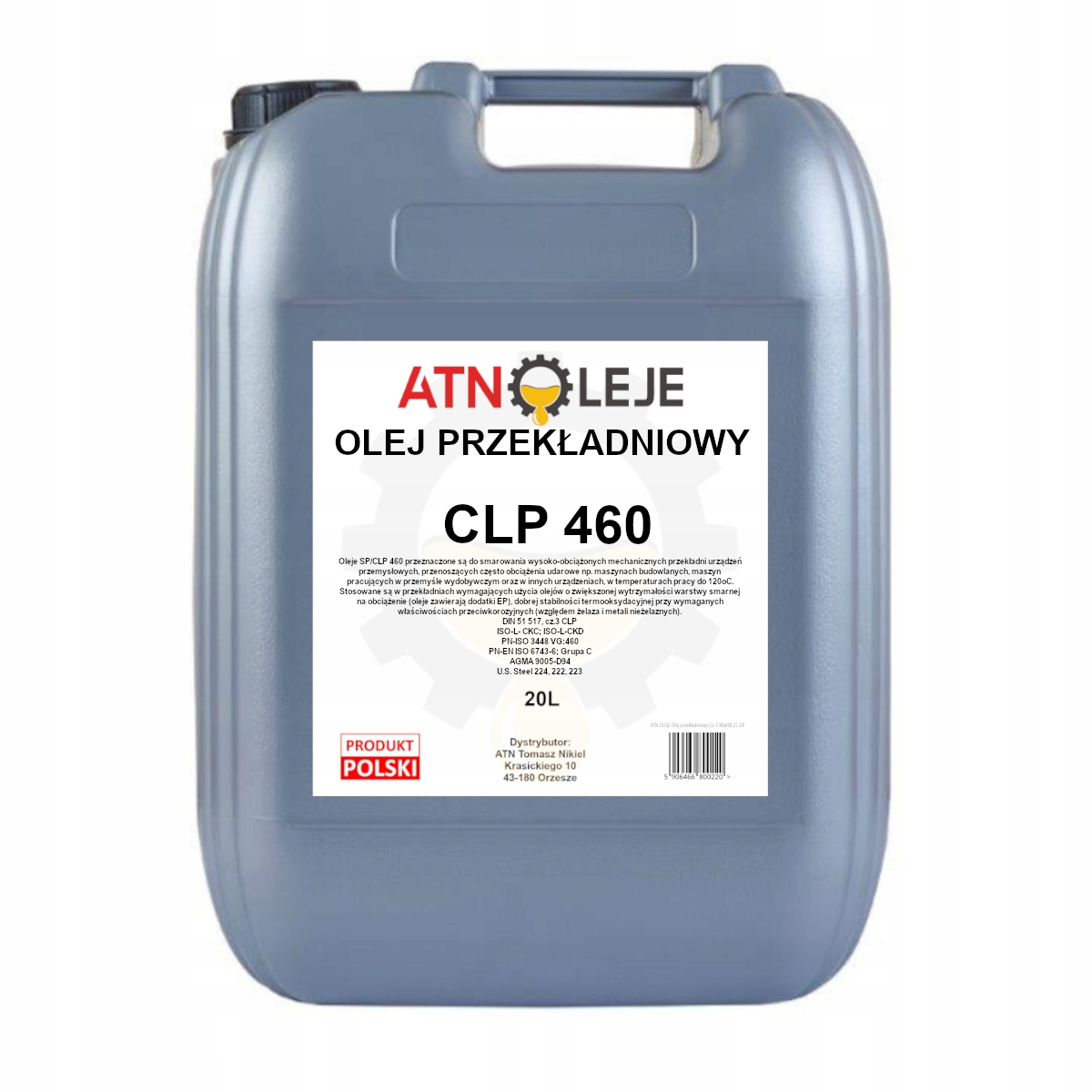 Olej przekładniowy Sp/clp 460 20L Transol 460 VG460 EP460