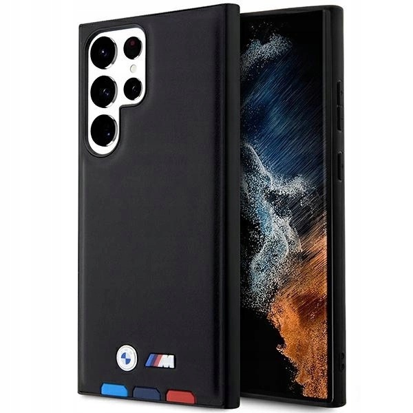 Etui Bmw Leather Stamp Tricolor na Samsung Galaxy S23 Ultra czarne