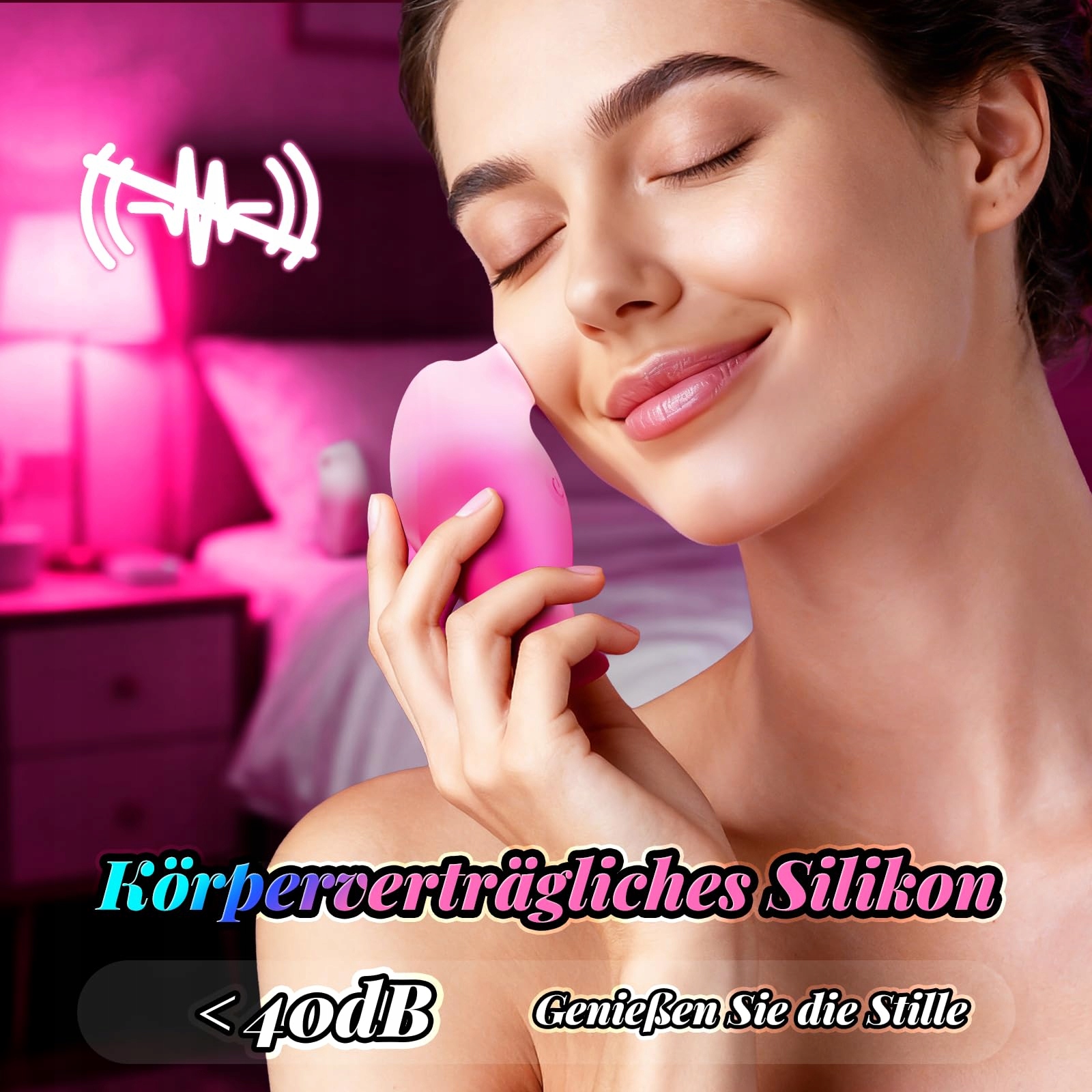 DILDO 2W1 Wibrator Klitorisowy Z Aplikacją Dla Kobiet Różowy — miniatura 4