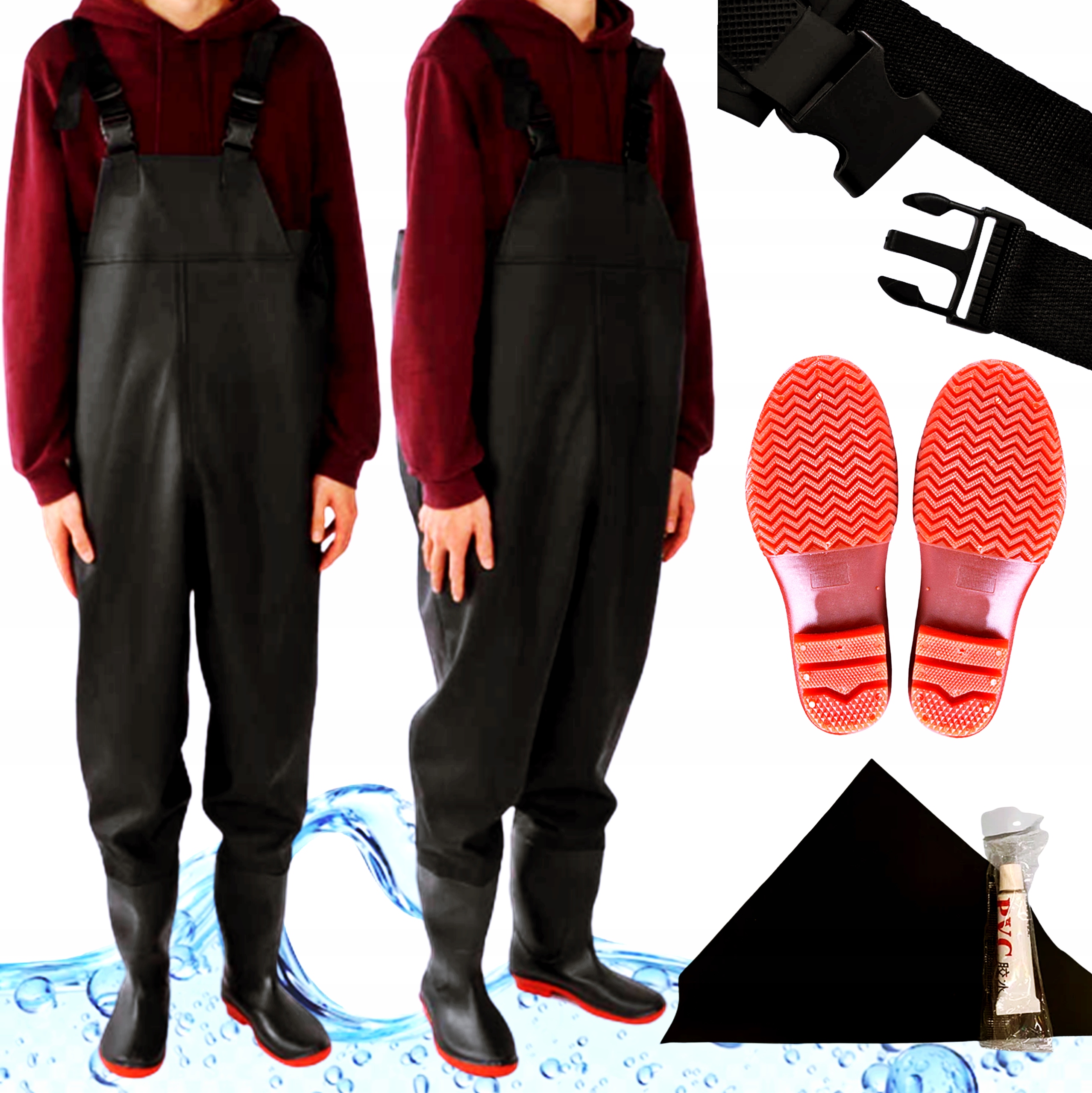 WODERY SPODNIOBUTY WĘDKARSKIE SPODNIE SZELKI WZMOCNIONE GUMOWCE RYBACKIE 43 Stan opakowania oryginalne